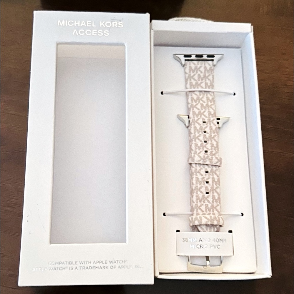 Michael Kors Apple Watch Band 38MM and 40MM Micro PVC Ivory/Wheat